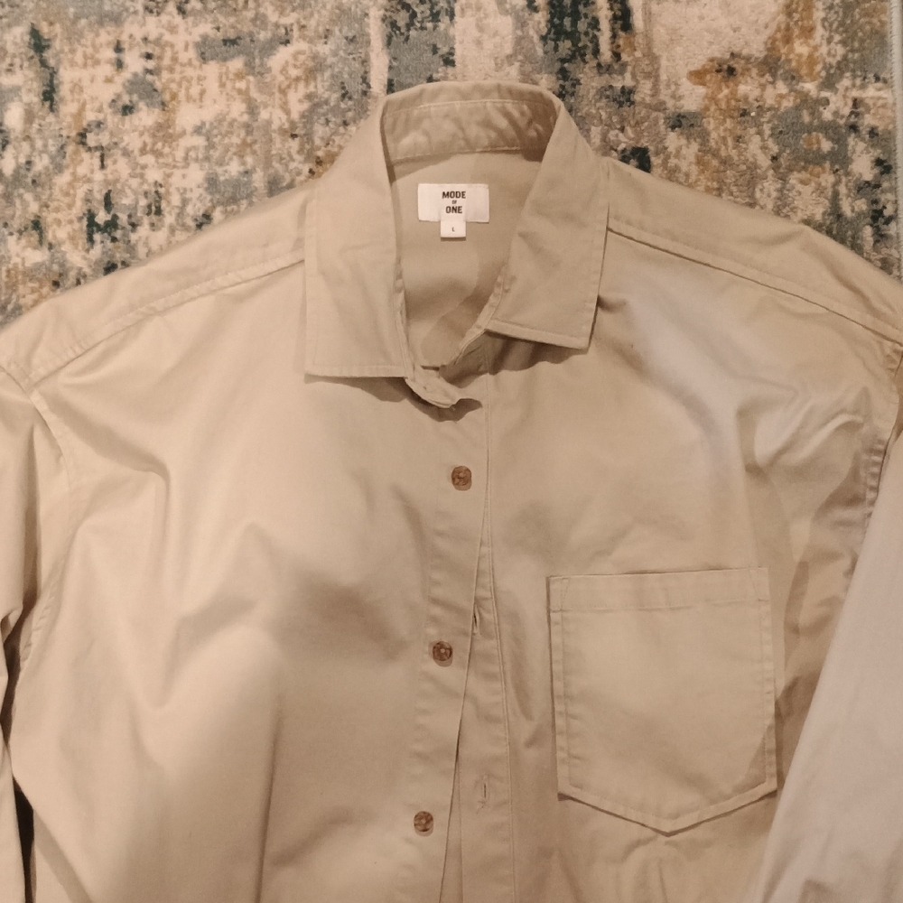 Mode Of One Beige Button-Up Shirt Jacket